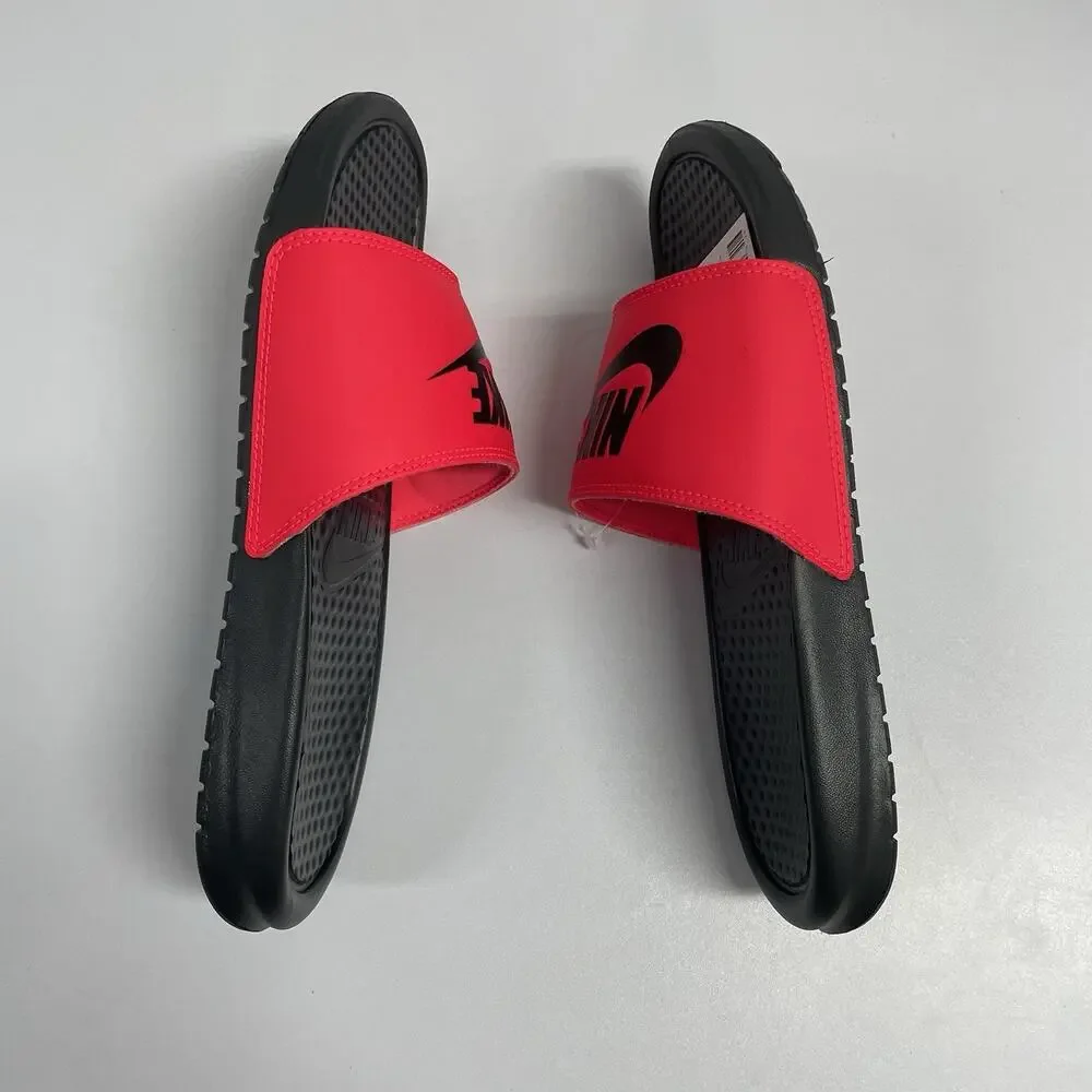 Nike Benassi JDI 343880 605 Size 14 Men Red Orbit Black Slide Sandal Slippers